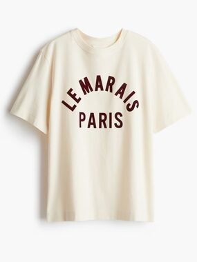 H&M Light beige/Le Marais Paris Burgundy Text